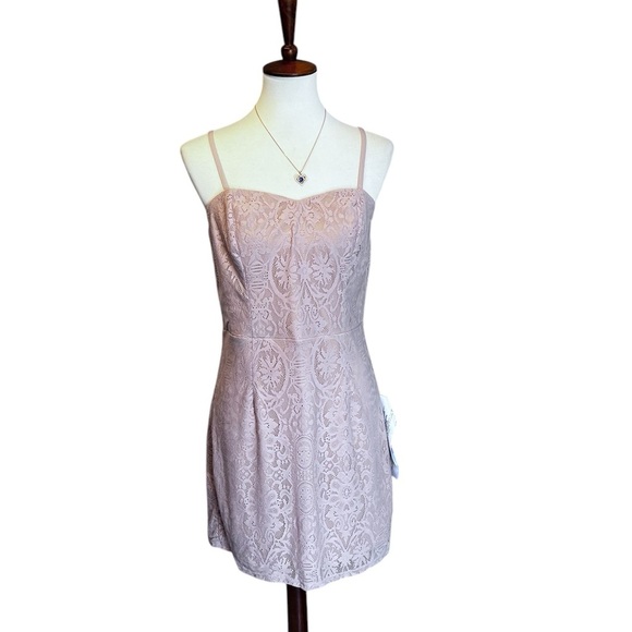 NWOT Dress The Polulation Leanne Lace Mini Dress in Blush-Tagged XL fits like M - Picture 2 of 14